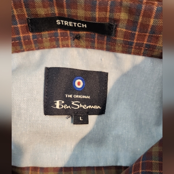 Men's Ben Sherman Navy Blazer Plaid Long Sleeve Button Down Shirt, Size L - Picture 2 of 15